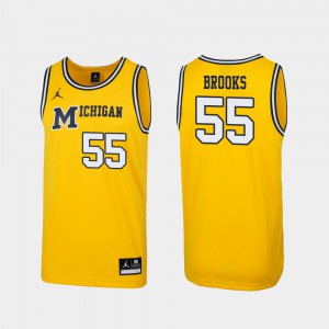 Eli Brooks Michigan Jersey #55 1989 Throwback College Basketball Replica Men Maize 353852-969