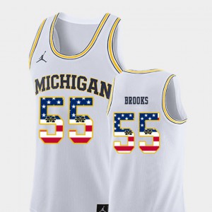 #55 Eli Brooks Michigan Jersey Men USA Flag White College Basketball 934687-881