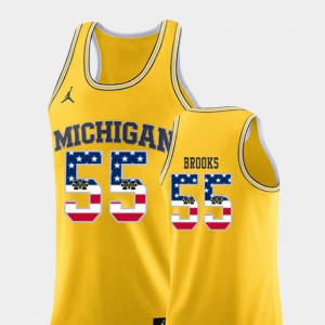 Eli Brooks Michigan Jersey USA Flag #55 For Men Yellow College Basketball 599584-614