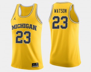 Men Maize #23 College Basketball Ibi Watson Michigan Jersey 469041-257