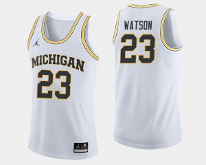 Mens #23 Ibi Watson Michigan Jersey White College Basketball 329677-911