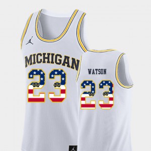Ibi Watson Michigan Jersey #23 College Basketball For Men White USA Flag 899032-365