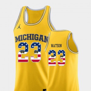 #23 Ibi Watson Michigan Jersey Yellow USA Flag College Basketball Men's 290887-599