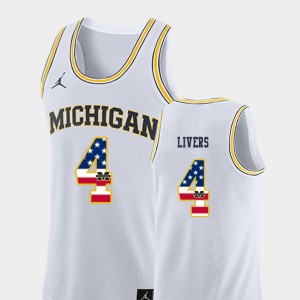 White Isaiah Livers Michigan Jersey Mens #4 College Basketball USA Flag 122707-238