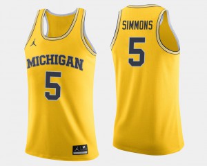 Maize Mens #5 College Basketball Jaaron Simmons Michigan Jersey 346172-161