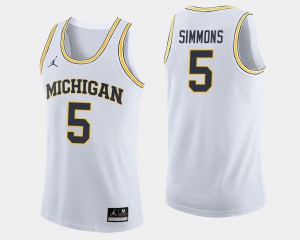 #5 Jaaron Simmons Michigan Jersey White College Basketball For Men's 675752-272