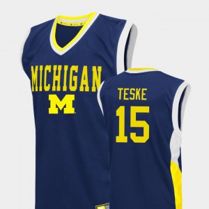 Jon Teske Michigan Jersey Blue Fadeaway Men College Basketball #15 793349-705