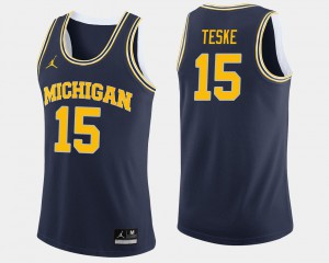Mens Jon Teske Michigan Jersey Navy #15 College Basketball 643870-799