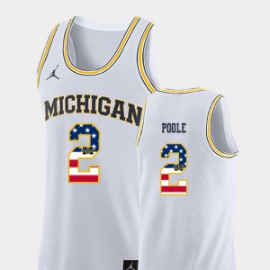 Mens Jordan Poole Michigan Jersey College Basketball #2 USA Flag White 941319-618