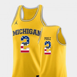 Jordan Poole Michigan Jersey Men's USA Flag Yellow #2 College Basketball 225575-639