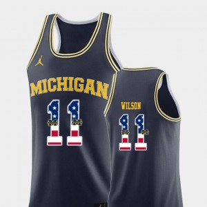 Navy #11 College Basketball USA Flag Mens Luke Wilson Michigan Jersey 818491-762