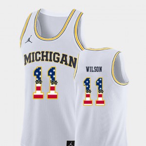 #11 College Basketball For Men's Luke Wilson Michigan Jersey White USA Flag 499650-112