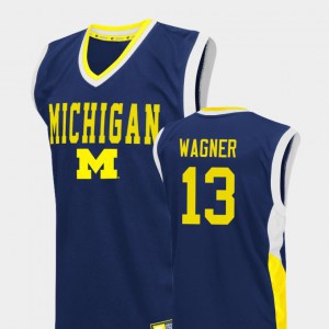 Moritz Wagner Michigan Jersey Mens #13 College Basketball Blue Fadeaway 293117-133