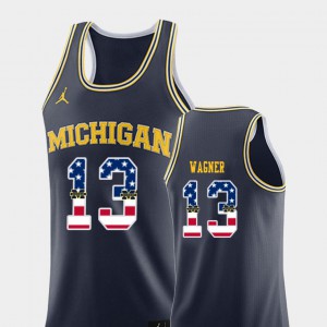 Moritz Wagner Michigan Jersey #13 College Basketball For Men's Navy USA Flag 215874-999