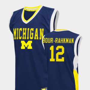 #12 College Basketball Blue Muhammad-Ali Abdur-Rahkman Michigan Jersey Mens Fadeaway 834810-820