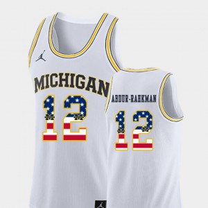Muhammad-Ali Abdur-Rahkman Michigan Jersey Men College Basketball #12 USA Flag White 523843-333