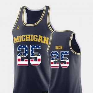 #25 USA Flag Naji Ozeir Michigan Jersey College Basketball Men's Navy 752729-710