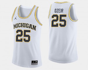 White For Men's Naji Ozeir Michigan Jersey College Basketball #25 242531-216