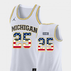 White USA Flag #25 Naji Ozeir Michigan Jersey College Basketball For Men's 846310-415