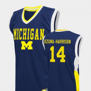 Blue Rico Ozuna-Harrison Michigan Jersey College Basketball #14 Fadeaway Men's 484175-265