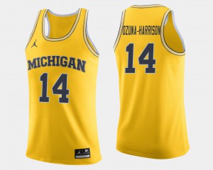 Rico Ozuna-Harrison Michigan Jersey College Basketball #14 Maize Men's 285995-619
