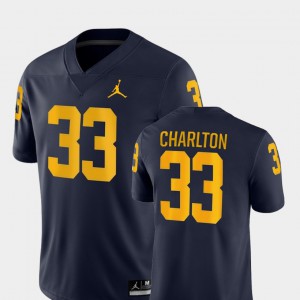 College Football Game #33 Navy For Men Taco Charlton Michigan Jersey 150642-649
