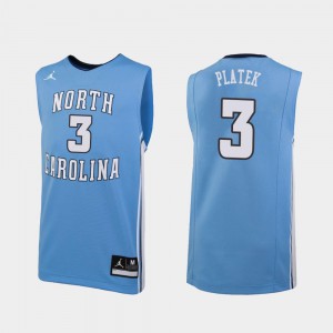 #3 For Men's Carolina Blue College Basketball Andrew Platek UNC Jersey Replica 483475-166