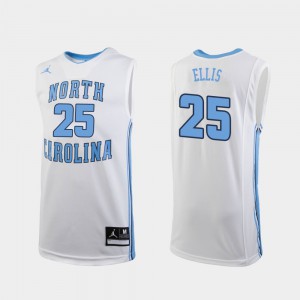 College Basketball Caleb Ellis UNC Jersey White Mens Replica #25 115232-843
