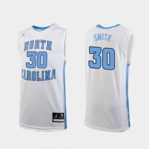 Mens K.J. Smith UNC Jersey College Basketball White #30 Replica 654104-898