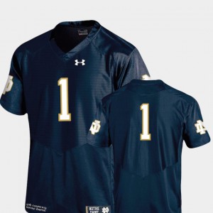 Men #1 Authentic Performance Navy Notre Dame Jersey Alumni Football Game 620899-974