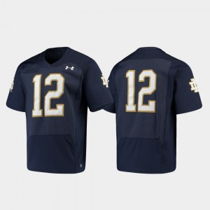 Authentic For Men #12 College Football Navy Notre Dame Jersey 542045-863