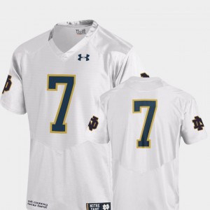 Finished Replica For Men's Alumni Football Game #7 White Notre Dame Jersey 522786-193