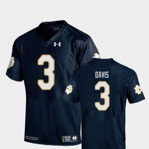 Men's Navy Replica College Football #3 Avery Davis Notre Dame Jersey 270850-145