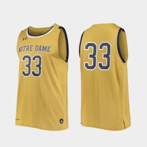#33 Mens Replica Gold College Basketball Notre Dame Jersey 830033-118