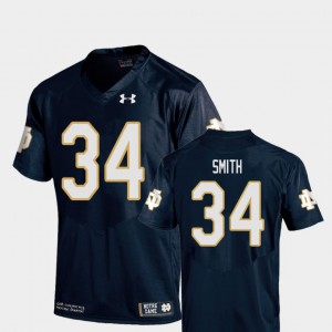 College Football #34 Jahmir Smith Notre Dame Jersey For Men Replica Navy 812367-951