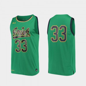For Men's #33 Kelly Green Notre Dame Jersey College Basketball Replica 115949-575