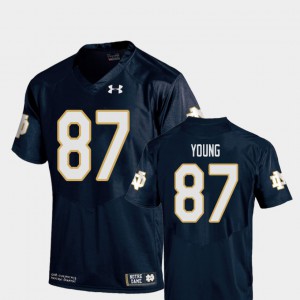 #87 Replica Men Michael Young Notre Dame Jersey College Football Navy 838345-673