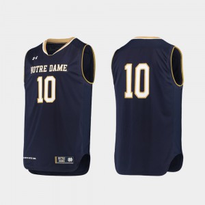 Notre Dame Jersey #10 College Basketball For Men Authentic Navy 974253-962