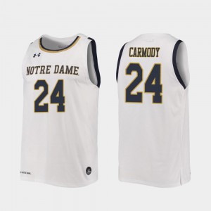 Men's Replica #24 White 2019-20 College Basketball Robby Carmody Notre Dame Jersey 502695-216