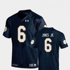 College Football #6 Tony Jones Jr. Notre Dame Jersey For Men's Navy Replica 876027-214