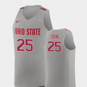 #25 College Basketball For Men Replica Pure Gray Kyle Young OSU Jersey 258679-191