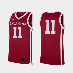 #11 College Basketball Mens Replica Crimson OU Jersey 324717-124