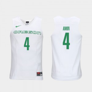 White Ehab Amin Oregon Jersey Elite Authentic Performance College Basketball Authentic Performace #4 For Men's 951393-735