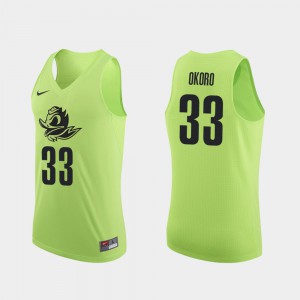 #33 College Basketball Francis Okoro Oregon Jersey Apple Green Men's Authentic 853331-568