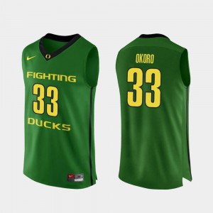 For Men's College Basketball Apple Green Francis Okoro Oregon Jersey Authentic #33 160462-137