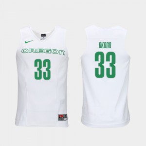 White Elite Authentic Performance College Basketball Mens Authentic Performace Francis Okoro Oregon Jersey #33 752995-785