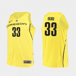 Francis Okoro Oregon Jersey College Basketball #33 Men's Authentic Yellow 410717-605