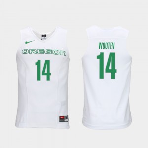 Elite Authentic Performance College Basketball Authentic Performace #14 White For Men's Kenny Wooten Oregon Jersey 217823-185