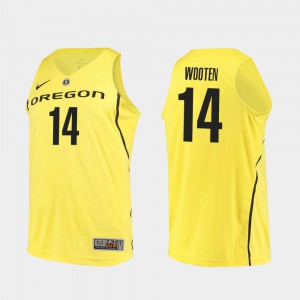 College Basketball Yellow For Men Authentic Kenny Wooten Oregon Jersey #14 604311-827