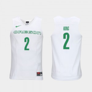 #2 Authentic Performace White Louis King Oregon Jersey Men Elite Authentic Performance College Basketball 204042-107